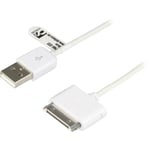 Deltaco USB-kabel med dockkontakt för iPod, iPhone eller iPad, 0,5m, vit