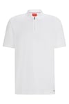 HUGO Mens Dekok233 Cotton-Blend Polo Shirt with Zip Placket White