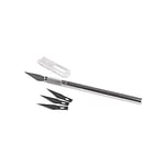 Rayher Scalpel avec lame pointue, 1 set, métal, avec lames de rechange, couteau de découpe, cutter de précision, pour arts créatifs -8957700
