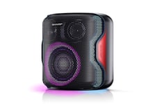 Sharp PS-921(BK) 130W Indoor/Outdoor Waterproof Portable Party Speaker with Built-in Rechargeable Li-ion Battery & Flashing Disco Lights, Bluetooth & TWS – Black