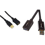 Amazon Basics Rallonge Câble USB 3.0 mâle A vers femelle A 1 m & Rallonge Câble USB 2.0 mâle A vers femelle A 2 m