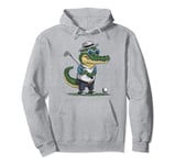 Funny Golf Lover Crocodile Playing Golf Round Sunglasses Pullover Hoodie