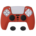 playvital Passion Red Pure Series Anti-Slip Silicone Cover Skin for ps5 Controller, Soft Rubber Case for ps5 Wireless Controller with Black Thumb Grip Caps