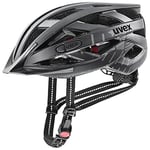 uvex City i-vo - Lightweight City Bike Helmet for Men & Women - incl. LED Light - Individual Fit - all Black Matt - 56-60 cm