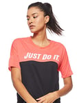 Nike Women W NK TAILWIND TOP SS SD T-shirt - Ember Glow/Black/White, X-Small