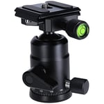 Rollei Tripod Ball Head for Compact Traveler No1 Aluminium Black Professional 360 Degree Tripod Head with Friction, 8 kg Load Capacity and 3 Spirit Levels. Includes Acra Swiss Quick Release Plate