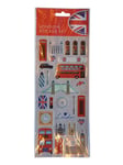 London Landmarks and Icons Sticker Set - Big Ben, Tower Bridge, Royal Guards, Union Jack, Love (Heart) London, Gherkin, Eye, St. Paul's Cathedral, Westminster Abbey, Red Bus, Black Taxi, Telephone Box