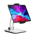 FINPAC Adjustable Tablet Stand Holder, Universal Folding 360° Swivel Desk Mount with Stable Base, Compatible with iPhone, Samsung, iPad, Nintendo Switch, Other 4.7"-12.9" Display Tablets/Phones