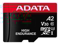 Adata High Endurance - Flash-Minneskort (Microsdxc Till Sd-Adapter Inkluderad) - 64 Gb - A2 / Video Class V30 / Uhs-I U3 / Class10 - Mikrosdxc Uhs-I