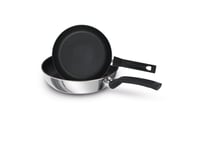 Frying Pan in Stainless Steel - Dishwasher Safe, 21 & 29 cm - Pack of 2