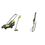 Ryobi 18V ONE+ Cordless Lawnmower and Grass Trimmer Kit (1 x 4.0Ah) & ONE+ 18V OPT1845 Cordless Pole Hedge Trimmer, 45cm Blade (Body Only)