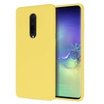 CRABOT Compatible with OnePlus 7 Pro Liquid Silicone Phone Case Gel Rubber Shockproof Cover Soft Anti-Fall Scratch-Resistant Phone shell+1*(Free Screen Protector)-Yellow