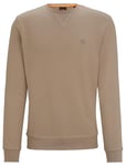 BOSS Mens Westart Cotton-terry relaxed-fit sweatshirt with logo patch Brown