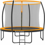 Trampoline extérieur avec Échelle et Filet de Protection - Diamètre 305cm, Noir et Orange STR102O01
