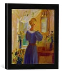 Kunst für Alle 'Encadré Image de Anna Ancher Madame Avant Le Miroir, Art Impression dans Le Cadre de Haute qualité Photos Fait Main, 30 x 30 cm, Noir Mat
