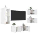 vidaXL 5 Piece TV Wall Units with LED White Engineered Wood UK GF0