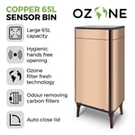Tower Ozone Sensor Bin, Large 65L, Hands Free, Carbon Filter, Copper T938022COP
