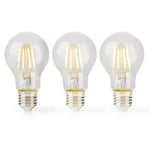 Nedis LED-lampa A60, E27, 8W, 3-pack - Transparent