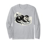 Animal Wildlife Vintage Japanese Art Comical Otter Long Sleeve T-Shirt
