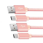 NWNK13 USB C CableType C Fast Charging Cable for Sony Xperia L1 L2 L3 ultra Nylon Braided Android Phone Charger Lead Wire Sync Cord rosegold 3mt