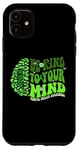 Coque pour iPhone 11 Be kind To Your Mind Green Ribbon Brain Retro Groovy Woman
