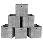 SONGMICS Boîtes de Rangement, Lot de 6, Coffres de Rangement en Tissu Non-Tissé avec Poignée, 30 x 30 x 30 cm, Cubes, pour Étagère, Pliables, Rangement de Vêtements, Gris Chiné RFB02LG-3