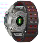 Garmin Fenix 8/E 47mm etc. Tvåfärgat klockarmband i silikon - Grå/Röd