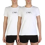 Emporio Armani Underwear Mens 2-pack Essential Monogram T-Shirt, 04710 White, M UK