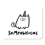 Mousepad Computer Notepad Office Cute of Cat with Horn Unicorn with Quote So Meowgical Hand Drawing Black Ink Sticker Home School Game Player Computer Worker Inch