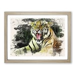 Tiger No.4 Modern FC Framed Wall Art Print, Ready to Hang Picture for Living Room Bedroom Home Office Décor, Oak A3 (46 x 34 cm)