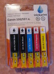 Compatible pack 5 cartouches Canon 550 / 551 XL Ink & print