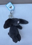 NEW Jellycat Bashful Bunny Inky Bag Charm Keyring Black rabbit BNWT