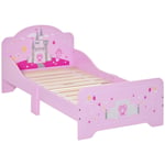 Kids Princess Castle Bed with Side Rails Slats Home Furniture 3-6 Yrs Pink