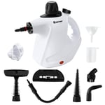 COSTWAY Handheld Pressurized Steam Cleaner, Multi-purpose Steamer with 9 Piece Accessories, Chemical Free Cleaning Kit for Kitchen, Toilets, Windows, Auto, Carpet, Sofa and More (White)