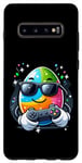 Coque pour Galaxy S10+ Manette de gamer vidéo œuf de Pâques portant des lunettes de soleil jouant