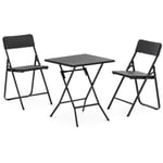 Uniprodo Puutarhakalustesetti - pöytä ja 2 tuolia teräs / HDPE kokoontaitettava