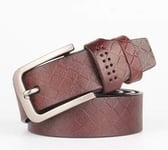 BVCX Men Military Strap Male Wide Pin Buckle For Jeans Cowather Top Genuine Leather Belts (Belt Length : 115CM, Color : BROWN)
