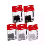 Canon PGI-29 MBK/PBK/DGY/GY/LGY Monochrom Pack for Pro-1