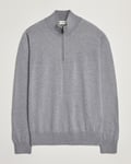 Piacenza Cashmere Merino Wool Crew Neck Half Zip Light Grey