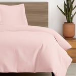 Pizuna Coton peigné Ensemble de Housse de Couette 140x200 cm 1 Personne Rose Clair, 100% Coton Longue Tige 400 Fils Armure Satin, Housse de Couette de Luxe avec Fermeture à Boutons Rose Clair