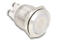 Delock - Tryckknapp - För 19 Mm Installation, 4 X Skruvterminal, Vit Led - Kan Monteras På Panel - Ac 230 V - Silver