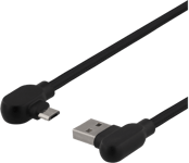 Vinklad USB-A till vinklad USB Micro-B - 1m - 3A - USB 2.0 - Svart