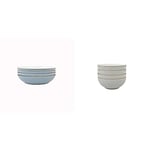 Denby Elements Blue Pasta Bowls Set of 4 & 380048907 Elements Light Grey 4 Piece Cereal Bowl Set