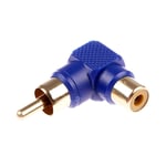 Blue RCA Phono Right Angle Male Plug to Female Socket Audio TV Cable Adapter