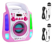 FENTON SBS30P Karaoke System med CD , 2 x mikrofoner, Rosa, Karaokesystem FENTON SBS30P med CD-spelare för karaokeskivor