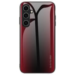 Samsung Galaxy A55 5G Fodral Kolfiber Textur Härdat glas+TPU Telefon Bakskal - Röd