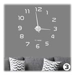 Relaxdays Horloge Murale DIY à Coller, Chiffres 3D XL, Sticker Mural, Analogique, Heure, Cuisine, Salon, Entrée, argenté