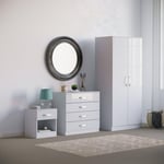 Vida Designs Hulio Trio Bedroom Set Furniture (Bedside Cabinet, Chest Of Drawers, Wardrobe)