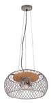 Trio, Suspension, Tamil 3xE27, max.40,0 W Bois naturel, couleur de bois, Corps: Métal, nickel antique Ø:50,0cm, H:150,0cm IP20,Sans illuminant,Réglable en hauteur