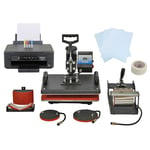 PixMax Heat Press 5 in 1 Multi Function Combo & Printer Sublimation Tee Mug Transfer
